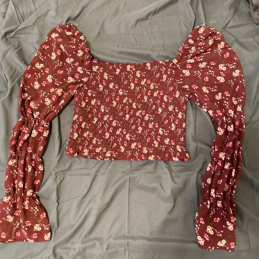 Wild Fable off the shoulder long sleeve burgundy top.